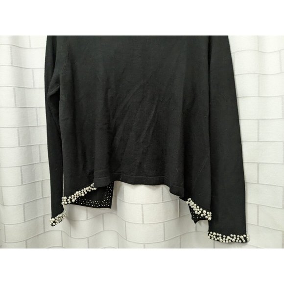 Siani Milano Black Open Cardigan Sweater with Pearl Details Women's Size Small - Picture 9 of 9